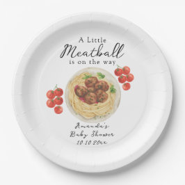 Prato De Papel A little Meatball is on the way Baby Shower