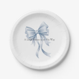 Prato De Papel A Little Prince Blue Watercolor Bow Baby Shower