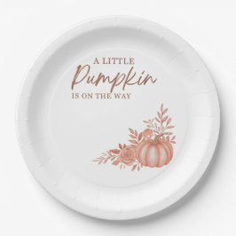 Prato De Papel A Little Pumpkin Is On the Way Paper Plate