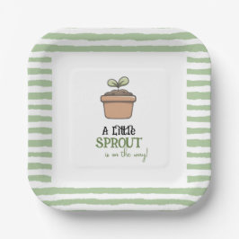 Prato De Papel A Little Sprout on the Way Baby Shower Invitation