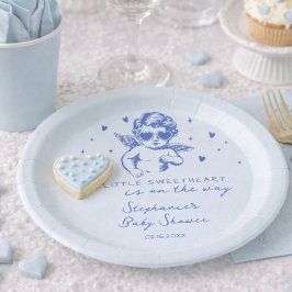 Prato De Papel A Little Sweetheart Valentines Boy Baby Shower