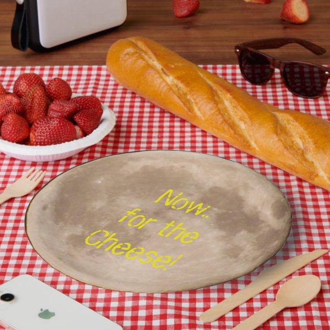 Prato De Papel A lua é feita de queijo? (Piquenique)