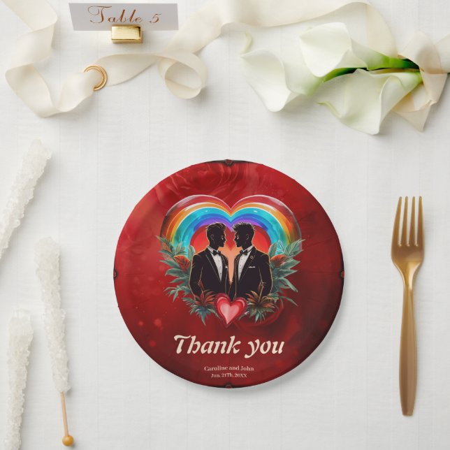 Prato De Papel A magia do momento: elegantes gay silhuetas. (Casamento)