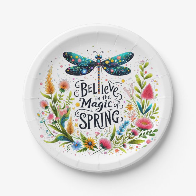 Prato De Papel A Magia do Primavera floral (Frente)