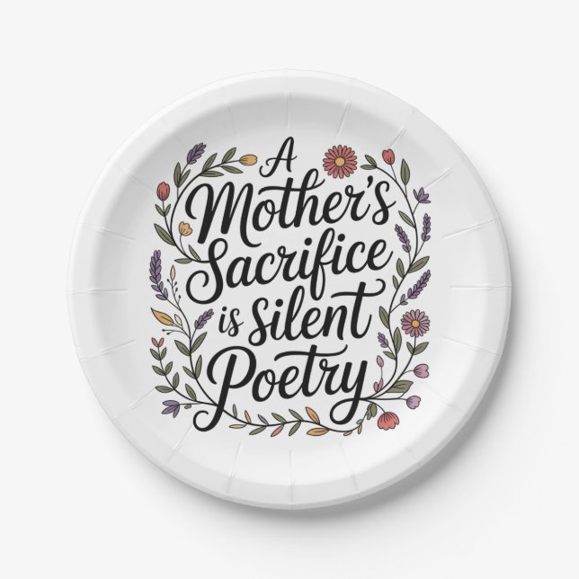 Prato De Papel A Mother's Sacrifice Is Silent Poetry (Frente)