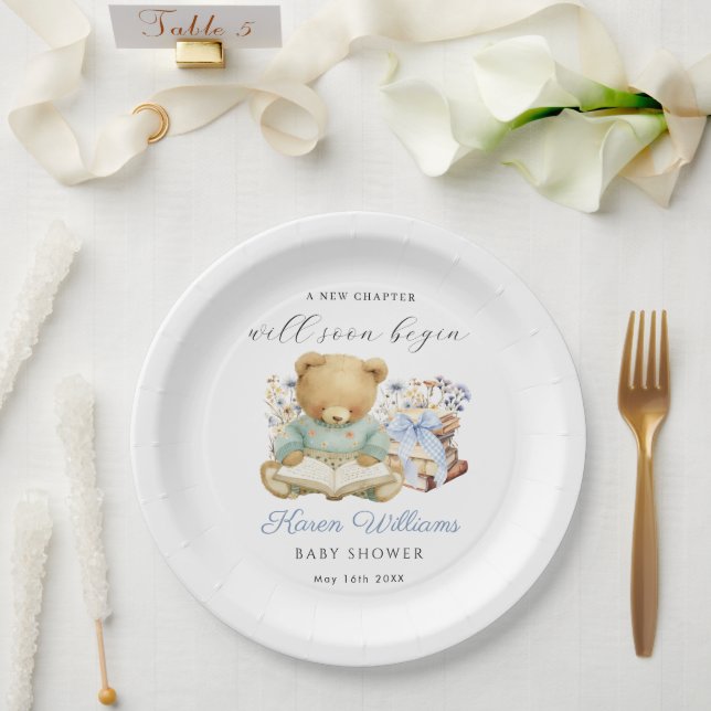 Prato De Papel A New Charger Begin Bear Books Paper Plate (Casamento)