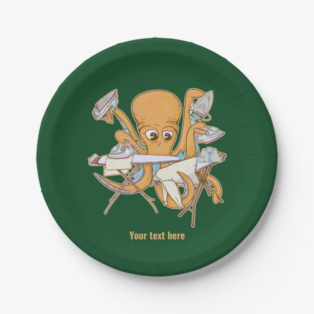 Prato De Papel A passar o polvo, sobrecarregada por tarefas. (Frente)