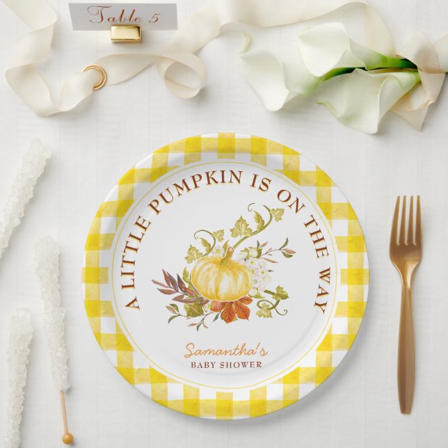 Prato De Papel A Pequena Abóbora está a caminho do Chá de fraldas (Casamento)
