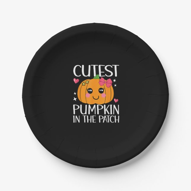 Prato De Papel A Pumpkin Mais Fria Do Patch Halloween (Frente)