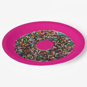 Prato De Papel A rosquinha do chocolate com colorido polvilha