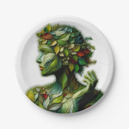 Prato De Papel A Senhora Verde - Fundo Branco