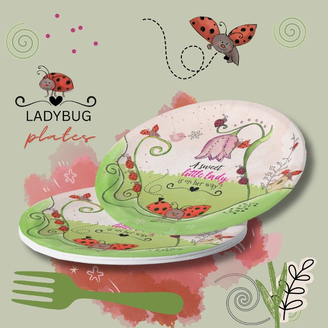 Prato De Papel A Sweet Little Lady Ladybug Baby Shower Paper Plat (A Sweet Little Lady Ladybug Baby Shower Paper Plat Paper Plates)