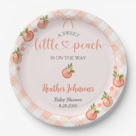 Prato De Papel A Sweet Little Peach Gingham Baby Shower