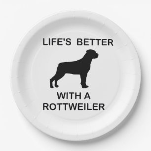 Prato De Papel A vida é melhor com um rottweiler