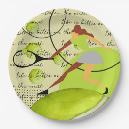 Prato De Papel A vida tênis é melhor no jogador da corte