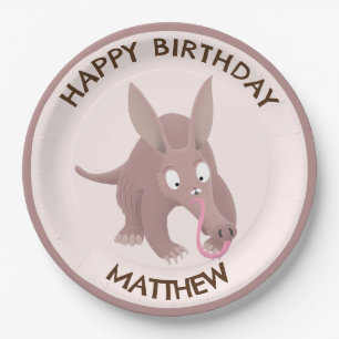 Prato De Papel Aardvark personalizado, engraçado e bonito