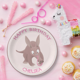 Prato De Papel Aardvark personalizado, engraçado e bonito