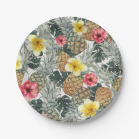 Abacaxis Florais Tropicais Folhas Festa Exótica