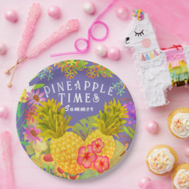 Prato De Papel Abacaxis Floral Puro