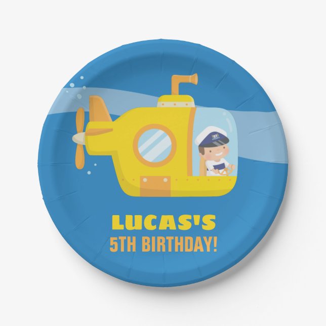 Prato De Papel Abastecimento submarino de Festas de aniversário s (Frente)