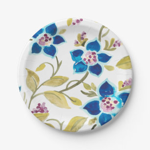 Prato De Papel Abbey Floral Azulejos - Blue Blooms