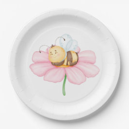 Prato De Papel Abelhas e Placas de Papel Flor