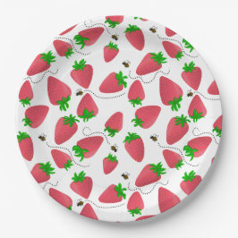 Prato De Papel Abelhas-framboesas-brancas