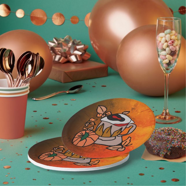 Prato De Papel Abóbora e Víblias de Olhos Rebatíveis (Múltiplo)