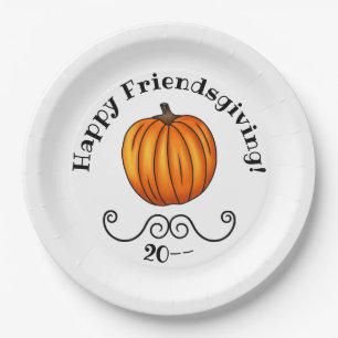 Prato De Papel Abóbora feliz de Friendsgiving