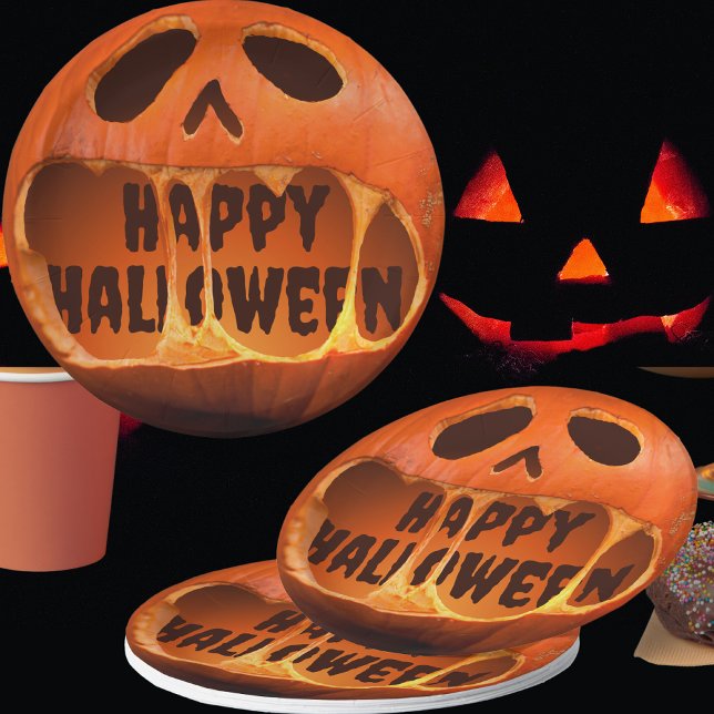 Prato De Papel Abóbora Jack o'lantern em papel 3D para o Hallowee (Criador carregado)