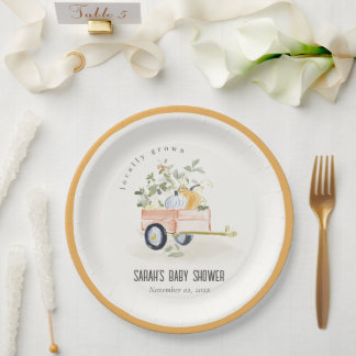 Prato De Papel Abóbora Local Crescida no Carrinho de Aguarela Chá