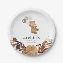 Prato De Papel Abóbora-Urso Teddy - primeiro aniversario