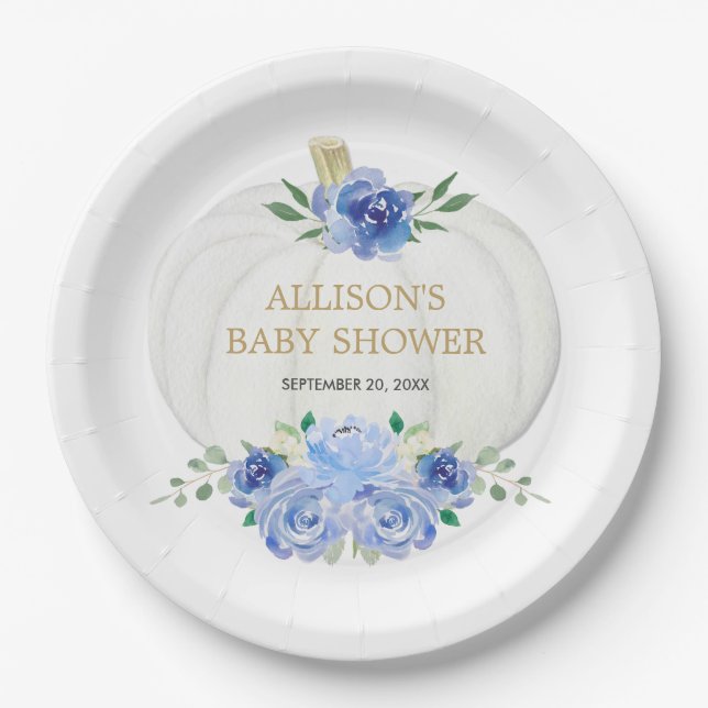 Prato De Papel Abóboras brancas florais verdes verdes e verdes br (Frente)