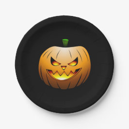 Prato De Papel Abóboras de Halloween à Noite