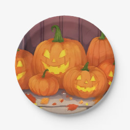Prato De Papel Abóboras de Jack-O-Lantern Festa de Halloween