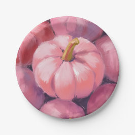Prato De Papel Abóboras Pastel Rosa Halloween