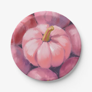 Prato De Papel Abóboras Pastel Rosa Halloween