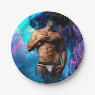 Prato De Papel Abst azul púrpura do Homem de SlipperyJoe