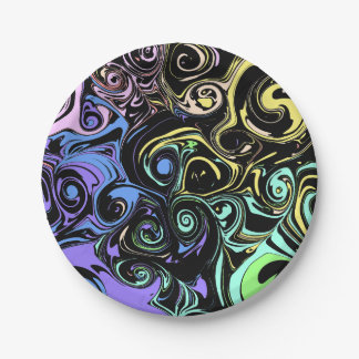 Prato De Papel Abstract colorful swirls 
