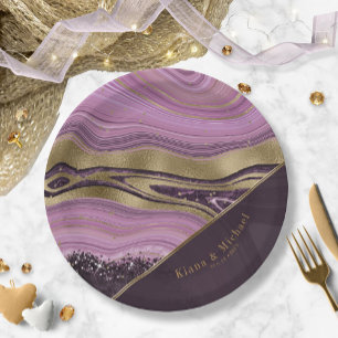 Prato De Papel Abstrato Agate Wedding V2 Mauve ID827