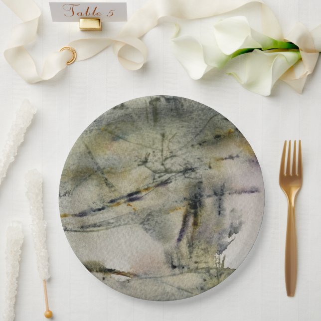 Prato De Papel Abstrato Autumn Colunas Paisagem 2 (Casamento)