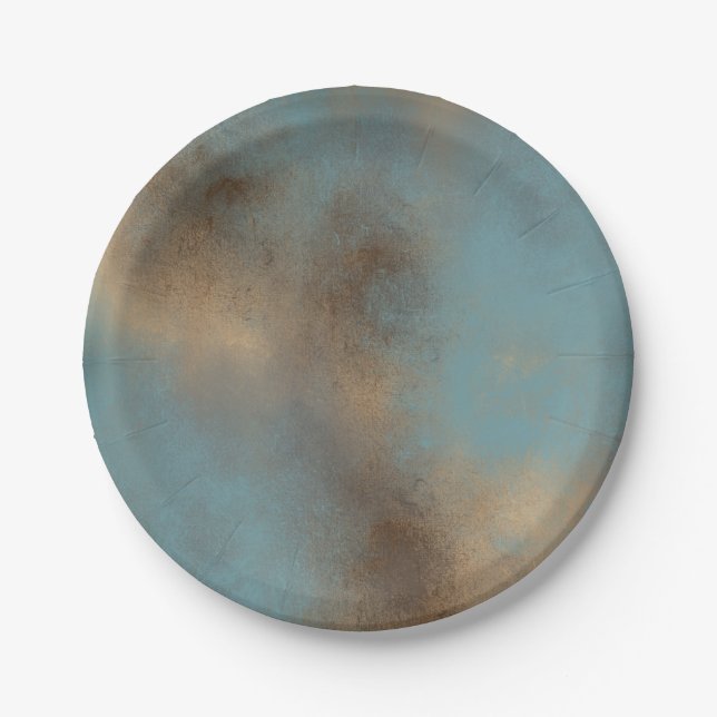 Prato De Papel Abstrato Blue Cream Art (Frente)