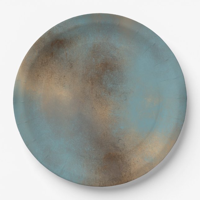 Prato De Papel Abstrato Blues Creams Painted Art (Frente)