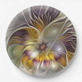 Prato De Papel Abstrato da Fantasia Colorida Flor Moderno Fractal
