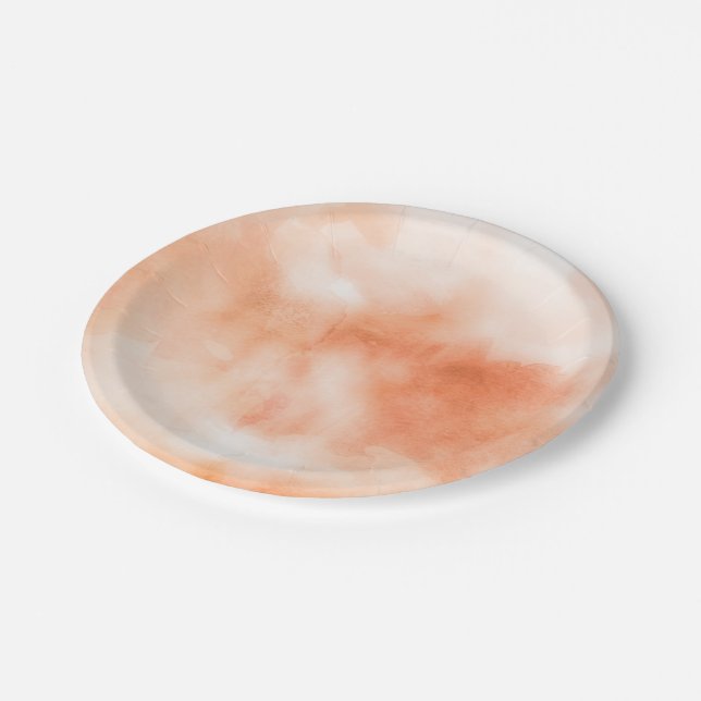 Prato De Papel Abstrato das nuvens da aguarela do pêssego (Inclinado)