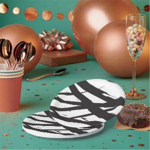 Prato De Papel Abstrato de linha de arte branca e negra