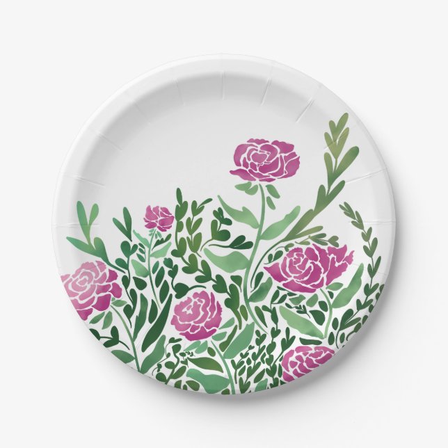 Prato De Papel Abstrato Floral Nostálgico (Frente)