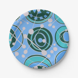 Prato De Papel Abstrato, geoformas em designs verdes, azuis