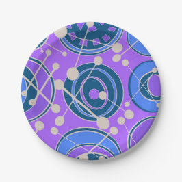 Prato De Papel Abstrato, geoformas em roxo, azul