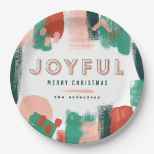 Prato De Papel Abstrato gráfico moderno vermelho, rosa + verde al